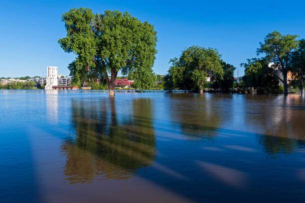 istock mississippi river overflows banks at harriet island 2161078294