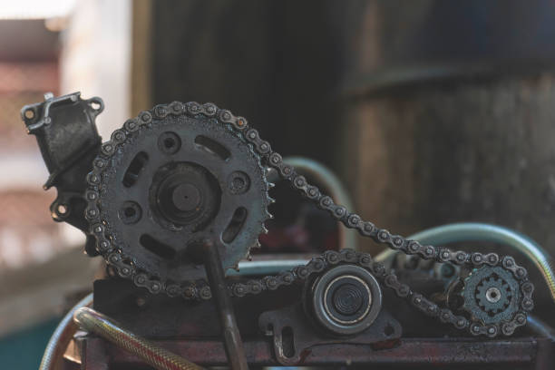 Mechanic tools engineering equipment car auto repair shop with copy space. Blurred background mechanical service. Heavy screw grungy rusted wrenches dirty screwdriver object. Industrial hardware set