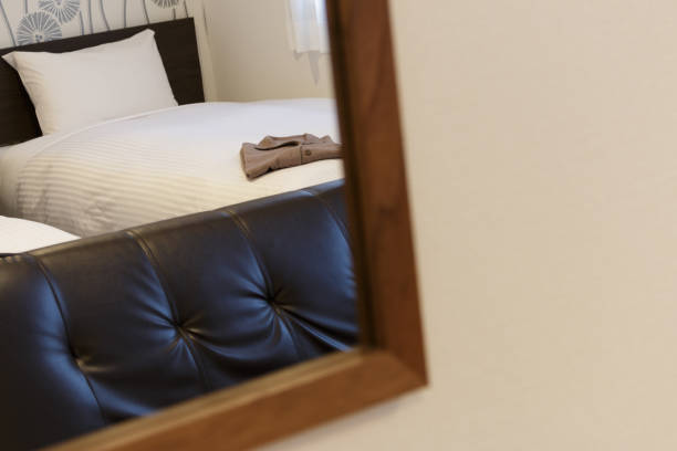 View of an empty hotel room, view from the entrance door.