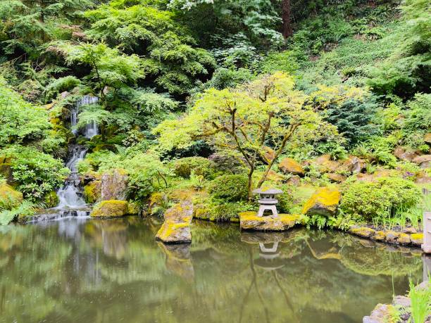 istock Waterfall in Portland Japanese Garden 2161087629