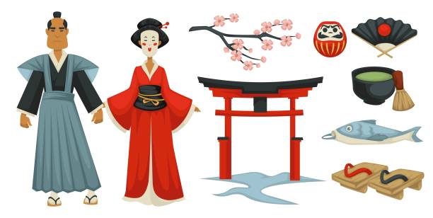 istock Japanese culture and traditional clothing vector 2161089044