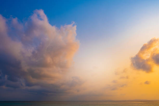 Skyline scenery Sunset in the evening sky with colorful clouds and beautiful cloud patterns In the soft light evening at the sea