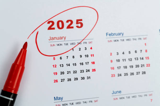 istock Red mark on the calendar at January 2025 2161094997