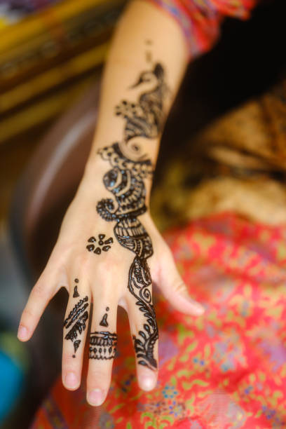 istock Woman getting henna tattoo on her hand 2161095147