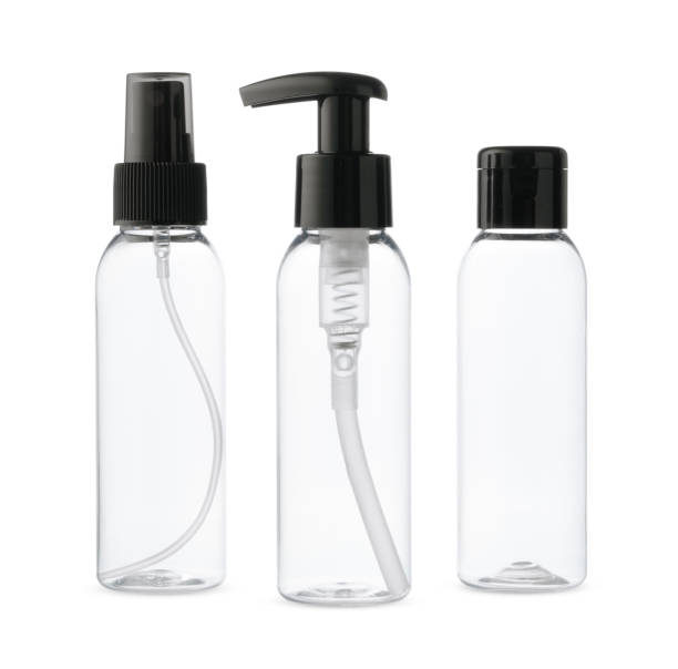 istock Three Clear Plastic Bottles With Different Dispensers on White Background 2161096992