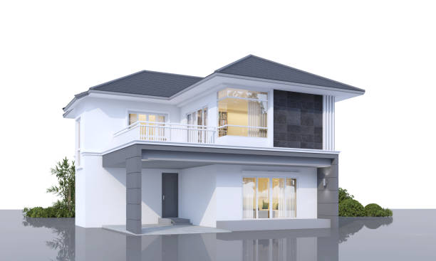 istock Architecture 3d rendering illustration of modern  house on white background 2161097647
