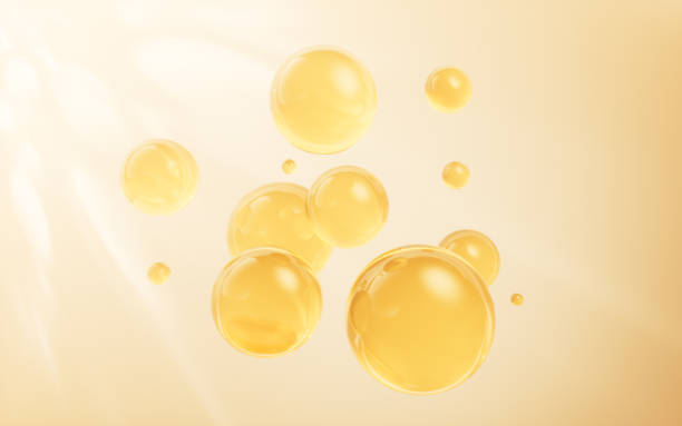 istock Golden liquid oil bubble background, 3d rendering. 2161102073