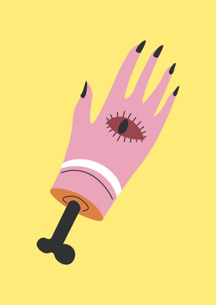 istock Hand with tattoo of eye, magic cards wiccan occult 2161109308