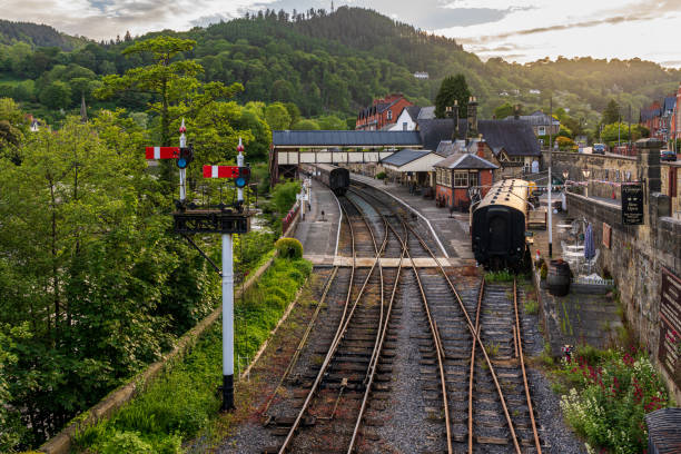 Glynde, UK - 6 February, 2026: a passenger train arriving into the East Sussex village of Glynde in southeast England.