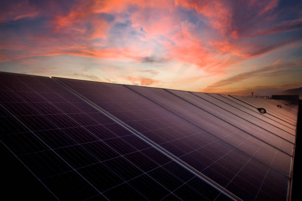 istock Solar panels power generation equipment, in the sun rays, solar panel with sunlight and sky background. concept clean energy power in nature 2161112211