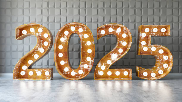 istock 2025 Light Bulb Sign Against White Wall 2161113201