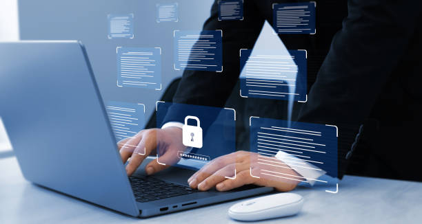 istock Documents confidentiality,cyber security protection concept. Protecting herself from cyber attacks. Software for security, searching and managing corporate document and employee information. 2161113953