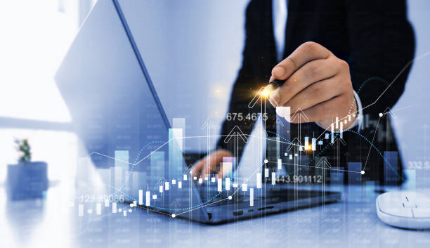 istock Development strategy diagram hologram of statistics for successful business. Analysing  to increase sales and revenue profit to achieve business investment. 2161114012