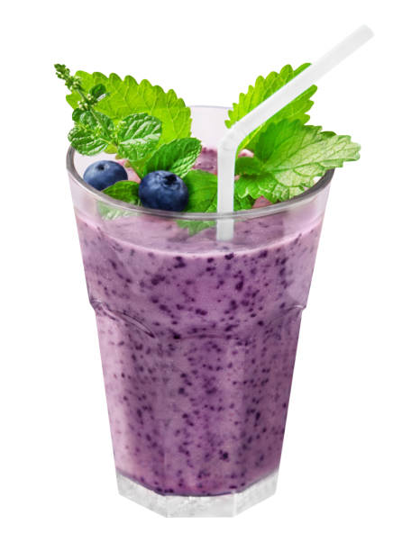 istock Smoothie with blueberries and fesh herbs isolated on white background 2161114278