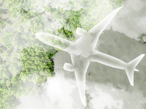 istock Sustainable aviation fuel concept. Net zero emissions flight. Sustainability transportation. Eco-friendly aviation fuel. Air travel. Future of flight with green innovation. Airplane use biofuel energy 2161117245