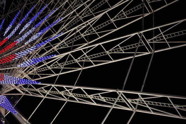 Structure of a Ferris wheel at night