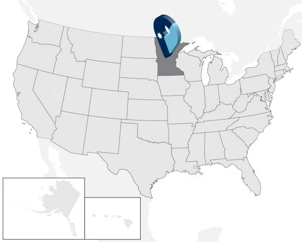istock Location Map of State Minnesota on map USA. 3d State Minnesota new flag map marker location pin. High quality map of  Minnesota.  Vector illustration EPS10. 2161130634