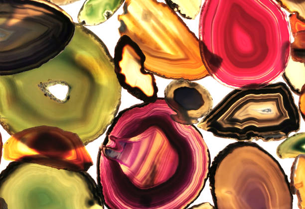 color agate mineral collection as very nice background