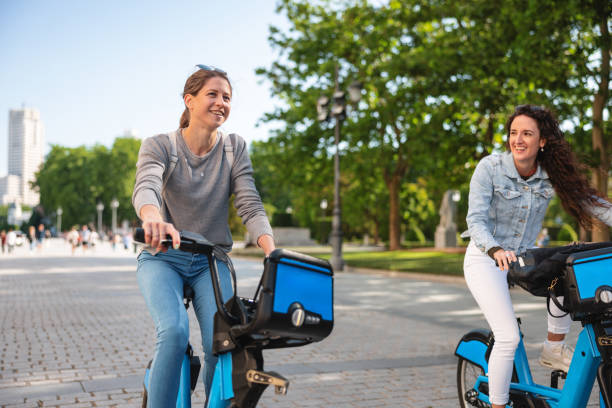 istock Two Friends Exploring Madrid on Bicycles 2161134674