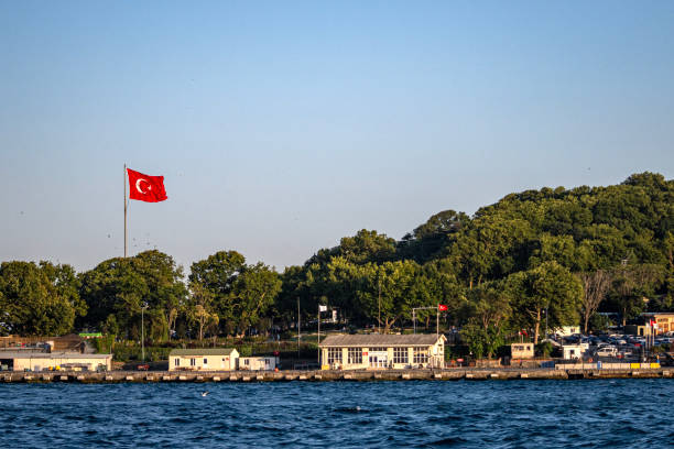Turkish national flag hang on a pole to İstanbul
