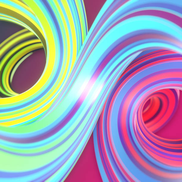 istock Curved wavy background of twisted geometric shapes. 3d rendering pattern in modern style. Digital illustration 2161140142