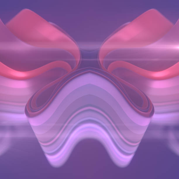 Modern symmetrical colorful background with trendy neon wave gradient. Futuristic concept. 3d rendering digital illustration