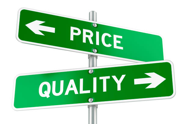 istock Price or Quality. Opposite traffic sign, 3D rendering 2161145242