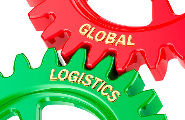 istock Global Logistics concept with colored gearwheels. 3D rendering 2161145767