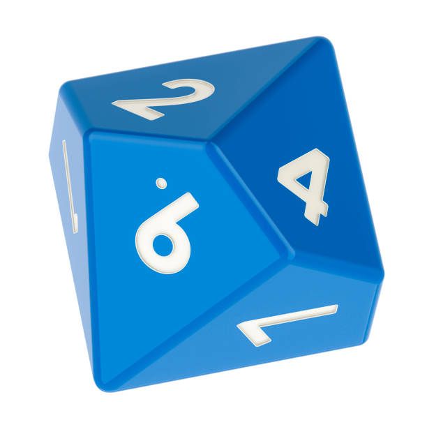 Blue 10 sided die, pentagonal trapezohedron dice. 3D rendering isolated on white background