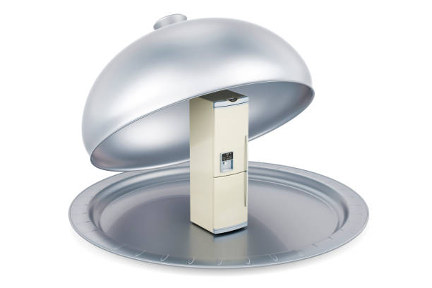 istock Restaurant cloche with refrigerator, 3D rendering 2161145847