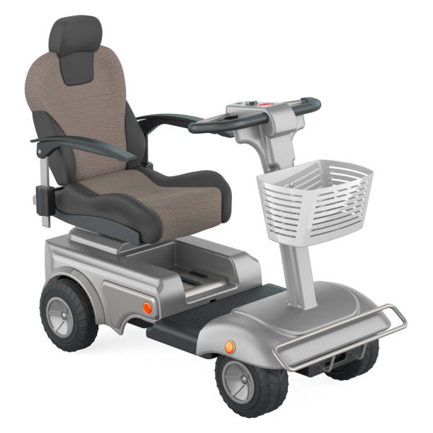 istock 4 Wheel Electric Powered Wheelchair Mobile Device. Powered mobility scooter, 3D rendering 2161146178