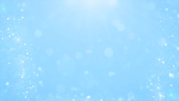 Bright blue background with bokeh lights and sparkles. Creates a cheerful and festive atmosphere. Perfect for celebrations, holiday themes, and creativity.