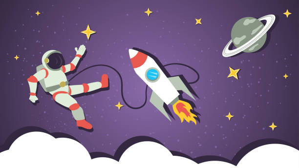 istock An astronaut in outer space waves his hand flat illustration childrens doodles 2161152707