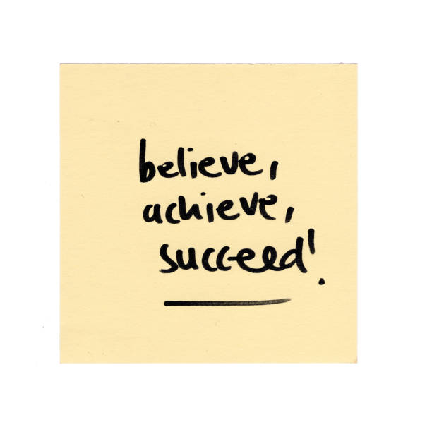 sticky note with inspirational motivation quote, handwritten, white background