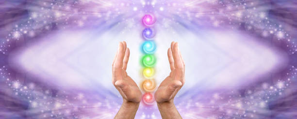 istock Working with the seven chakras sending out white light 2161157312