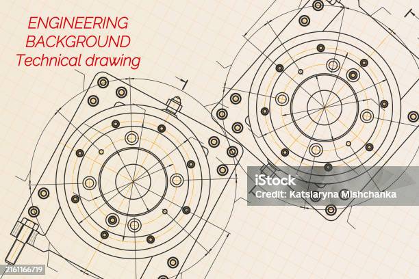 Machine Design Technical Drawing Mechanical Engineering Drawings On Light Background Milling Machine ...