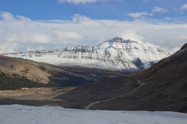 Canadian Rockies snowfall from the Athabasca Glacier in Canada.