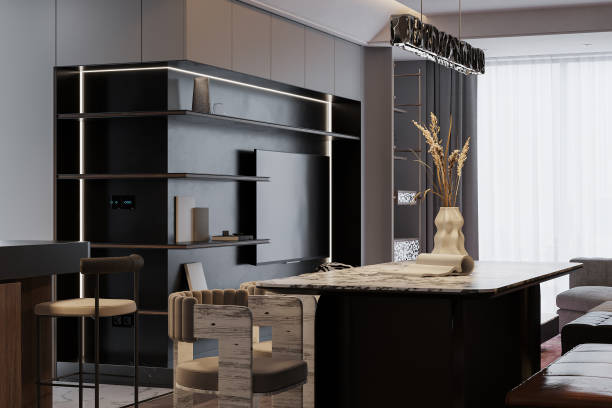 istock Interior with simplicity and Luxurious stuff in an apartment, 3D rendering 2161171705