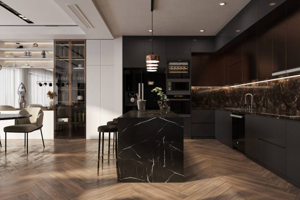 istock Modern interior design in modern home with modern furniture, 3D rendering 2161174466