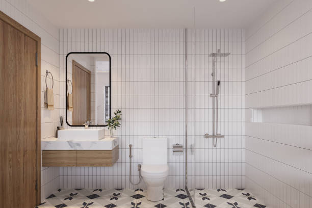 istock Clean and Crisp Minimalist Bathroom Interior Design for a Fresh Look, 3D rendering 2161174729
