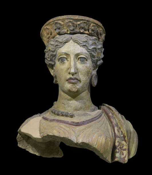 Terracotta bust of the goddess Juno. It comes from the pediment of a temple near Falerii and dates from around 380 BC.