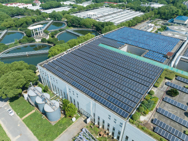 istock Sewage treatment plant solar power roof 2161181152