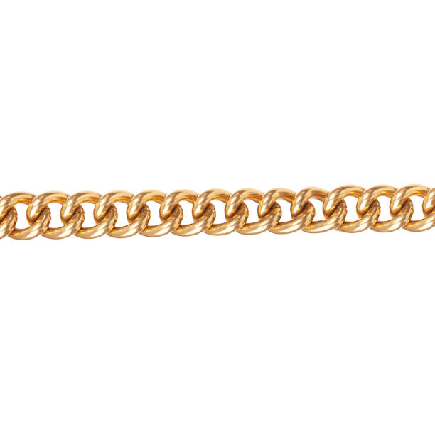 istock Gold Chain Closeup on White Background 2161182073