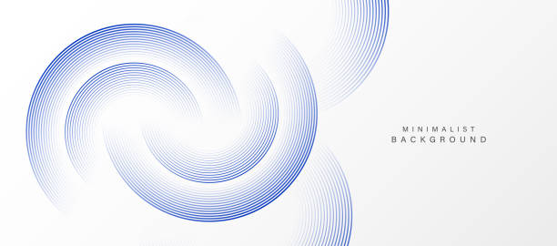 abstract white background with blue circle lines. - seni garis ilustrasi stok