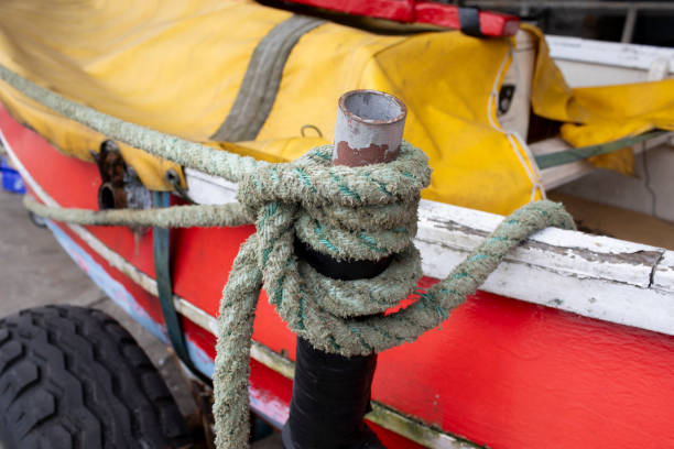 istock Close-up of rope securing a rowing boat 2161186449