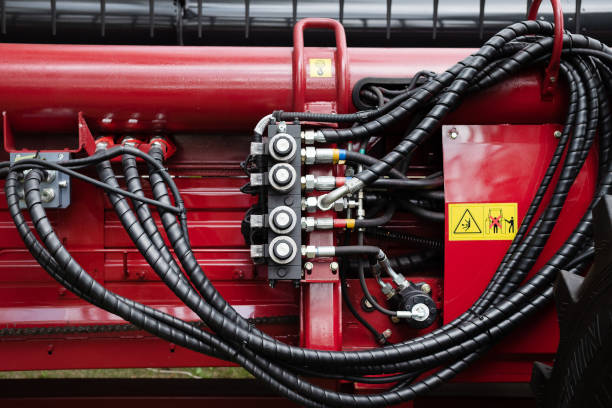istock Hoses of modern hydraulic machine 2161189201