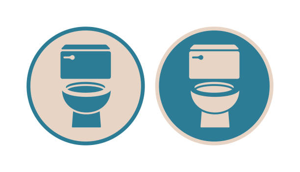 Toilet bathroom icon symbol round design element.