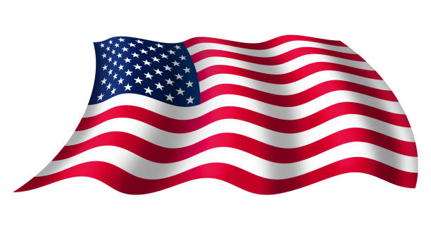 istock Isolated United States Flag waving with shadows - Illustration 2161195602