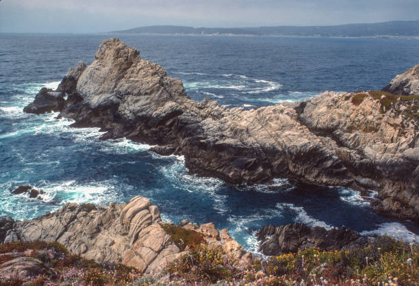 Point Lobos SP - Rocks Jutting Out - 1978. Scanned from Kodachrome 25 slide.