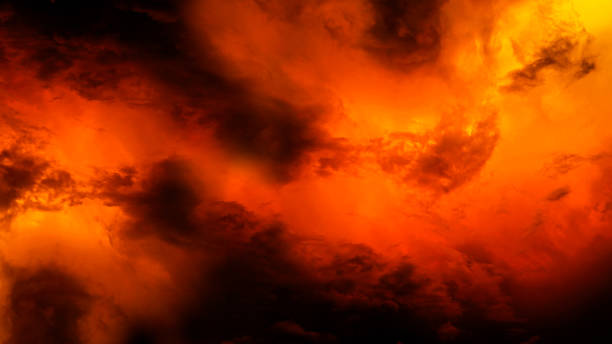 istock Black dark red orange yellow background. Night sky fire explosion burst smoke burning glow hot. Horror hell evil scary ominous spooky creepy. 2161201101